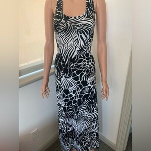 Safari Print Black and White Racerback Maxi Dress (S)